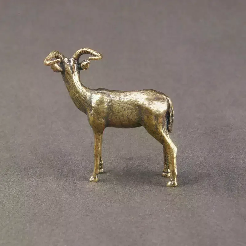 Vintage Brass Leader Sheep Statue Desktop Ornament Metal Cute Figurines Miniatures Home And Office Decoration Car Ornaments