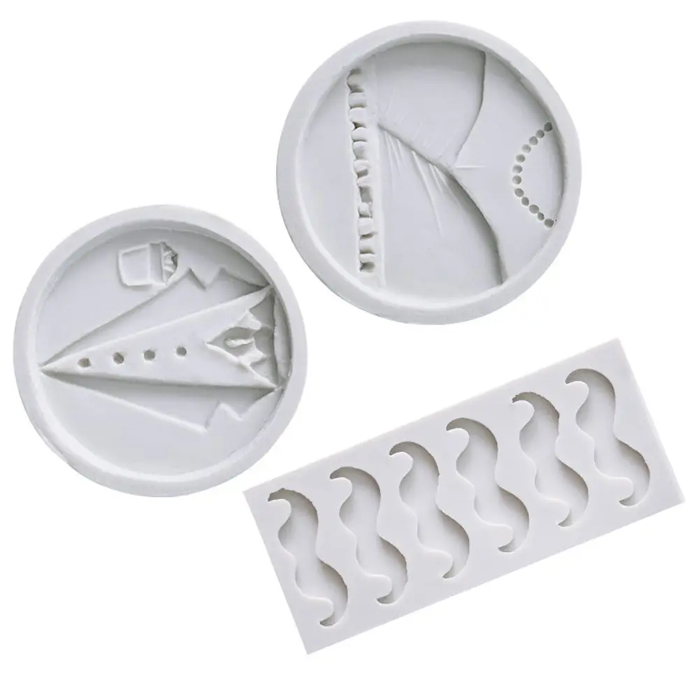 DIY Men Ladies Party Dress Mustache Silicone Cake Mold Chocolate Fondant Cookie Mould Kitchen Cake Baking Decorating Tools