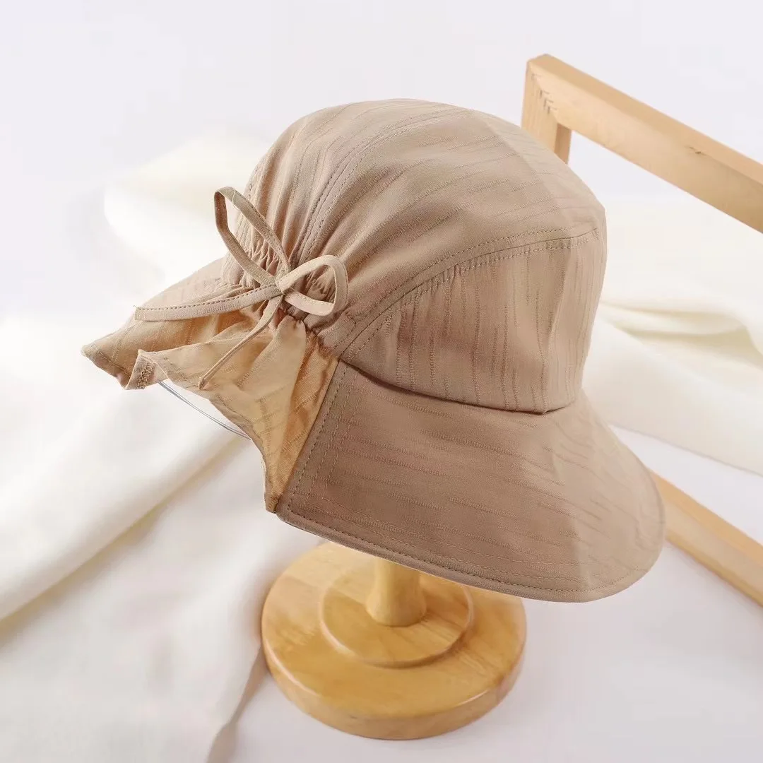 

​​Summer Lightweight Bucket Hat Women Large Size Bow Decor Sun Protection for Travel Outdoor Daily Use UPF Wide Brim