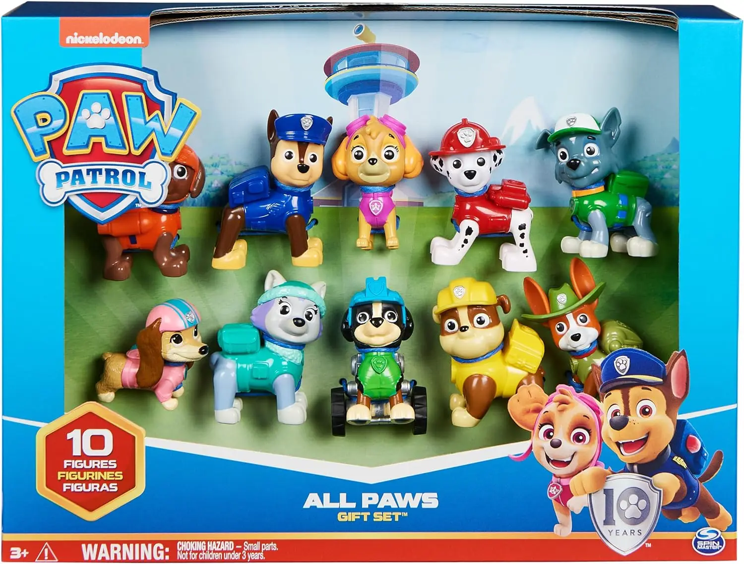 Original Paw Patrol 10th Anniversary All Paws On Deck Toy Figures Gift Pack with 10 Collectible Action Figures Kids Toys