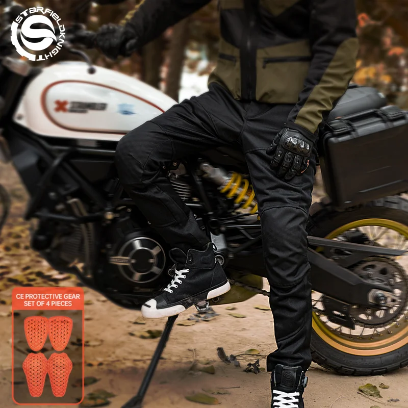 

SFK Summer Mesh Breathable Motorcycle Trousers Men's Pants Riding Equipment With Removable CE Protective Armor Gears Accessories