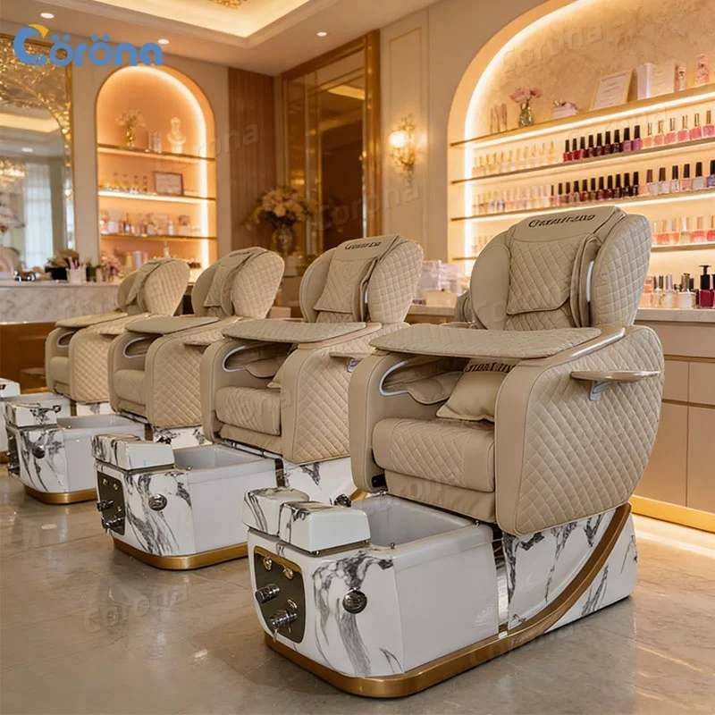 Luxury Spa Pedicure Chair with Colorful Light Pipeless Foot Surfing Massage Salon Furniture for Relaxation And Comfort