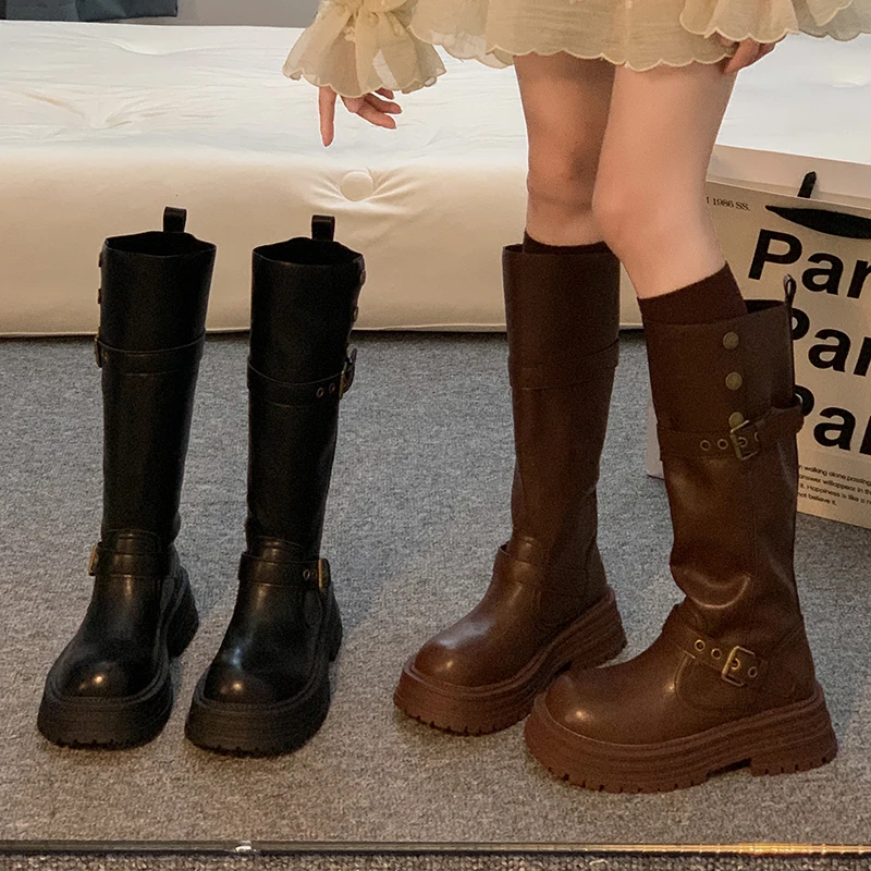 

Long tube boots for women autumn and winter 2025 new item fat thick legs height increasing knight boots for women