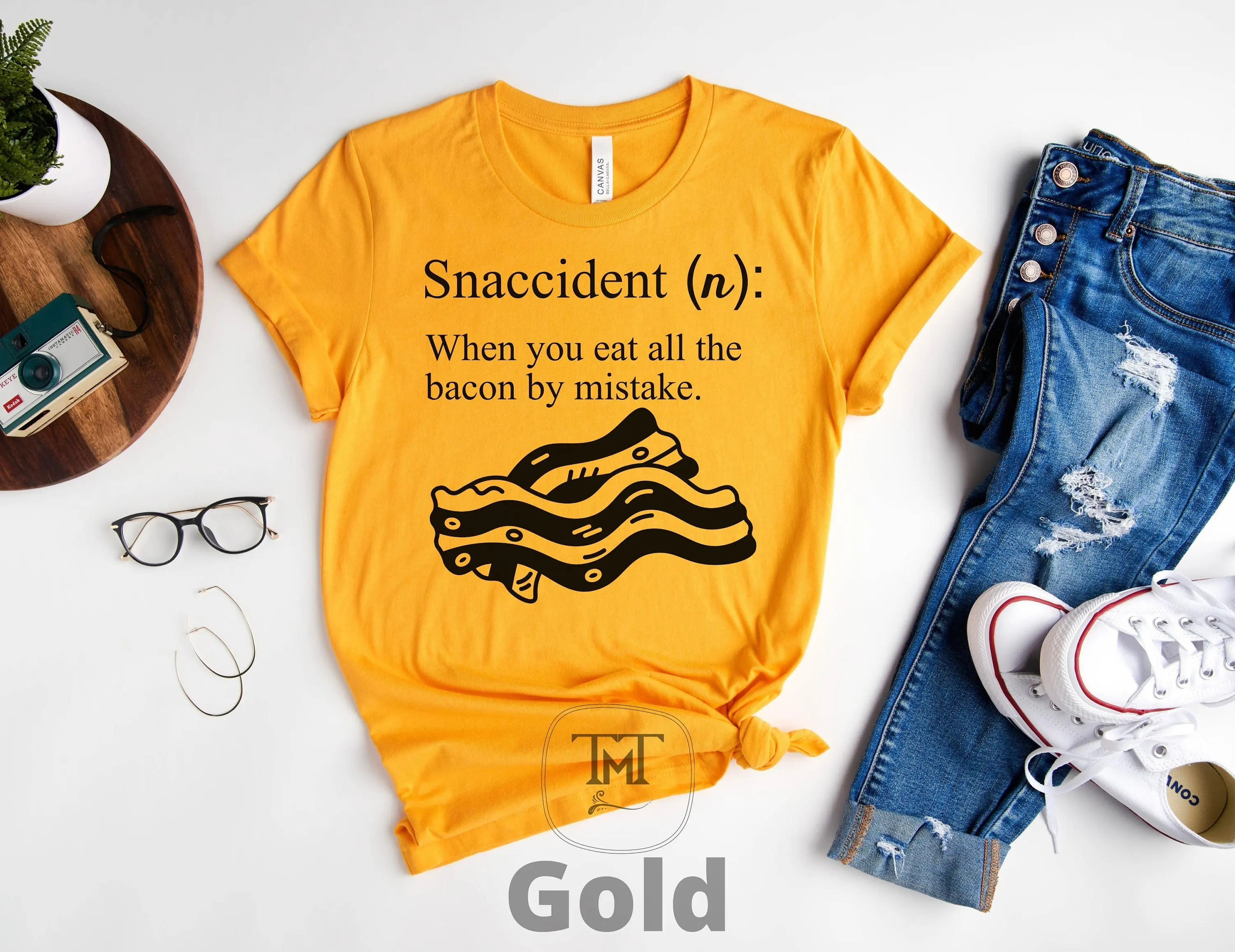 Funny Snaccident T Shirt Bacon Lover Definition Eat By Accident