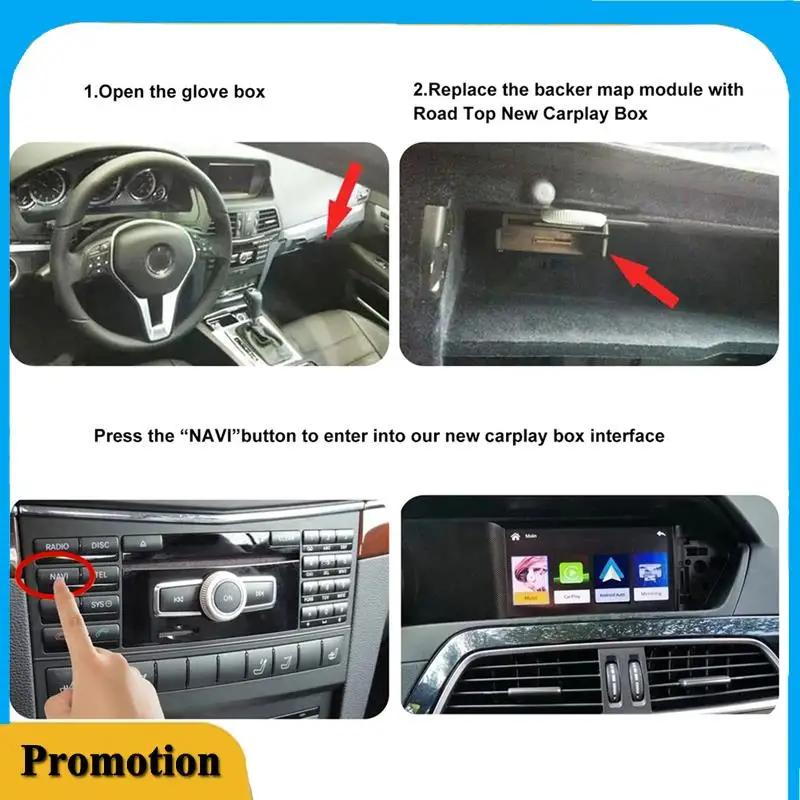 

Портативный беспроводной Carplay Android Auto для Mercedes Benz A B C E CLA GLA GLK ML Class Becker Module NTG4.5 System