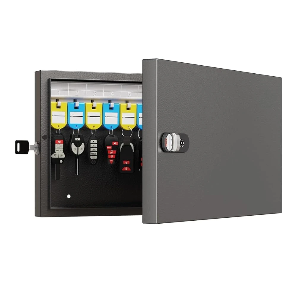 

Ящик для ключей на 24 места, шкафчик с кодовым замком и бирками для ключей, настенный ящик для хранения ключей для гаража, офиса, дома