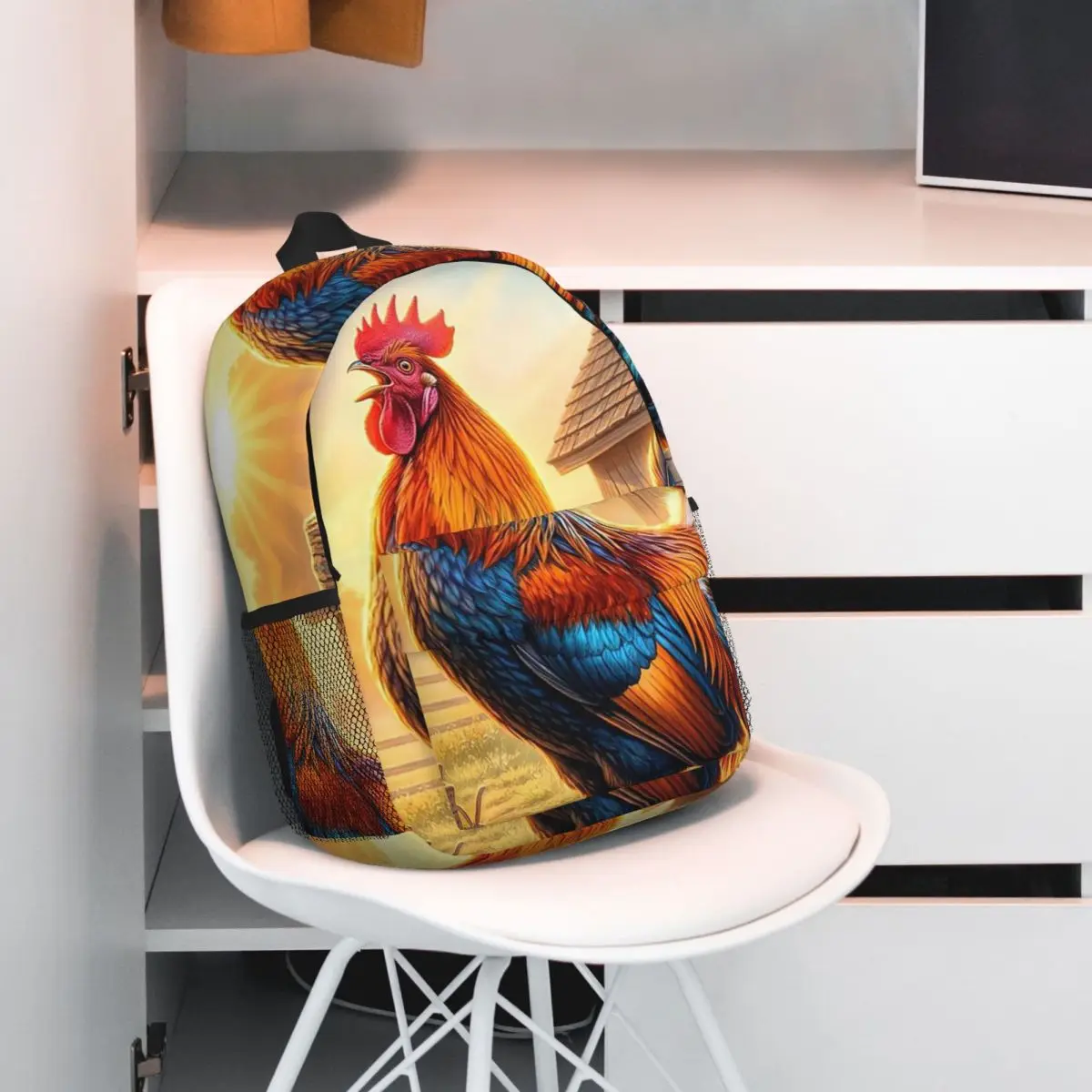 Roosters On The Farm And Sunset Backpack Student BookBag Kids School Bag Laptop Shoulder Bags for Boys Girls