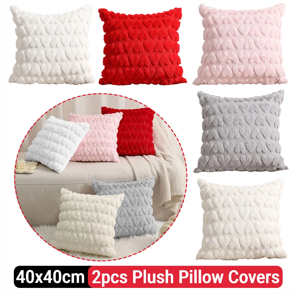 

2 PCS Valentines Plush Pillow Covers Soft Plush Throw Pillows Cushion Case Cushion Pillow Cover Valentines Day Decoration