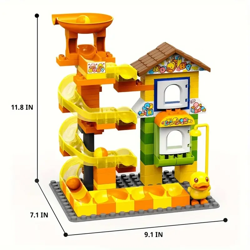 B.Duck Marble Run Toy, Building Blocks Set 100 PCS For Kids, 2024 New STEM Toys Gift For Boys And Girls Age 3+