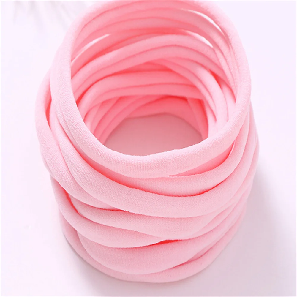 Solid Color Children Hair bands Seamless Nylon Elastic Baby Hairbands Sweet Cute Princess Headdress 10 Pack Wholesale