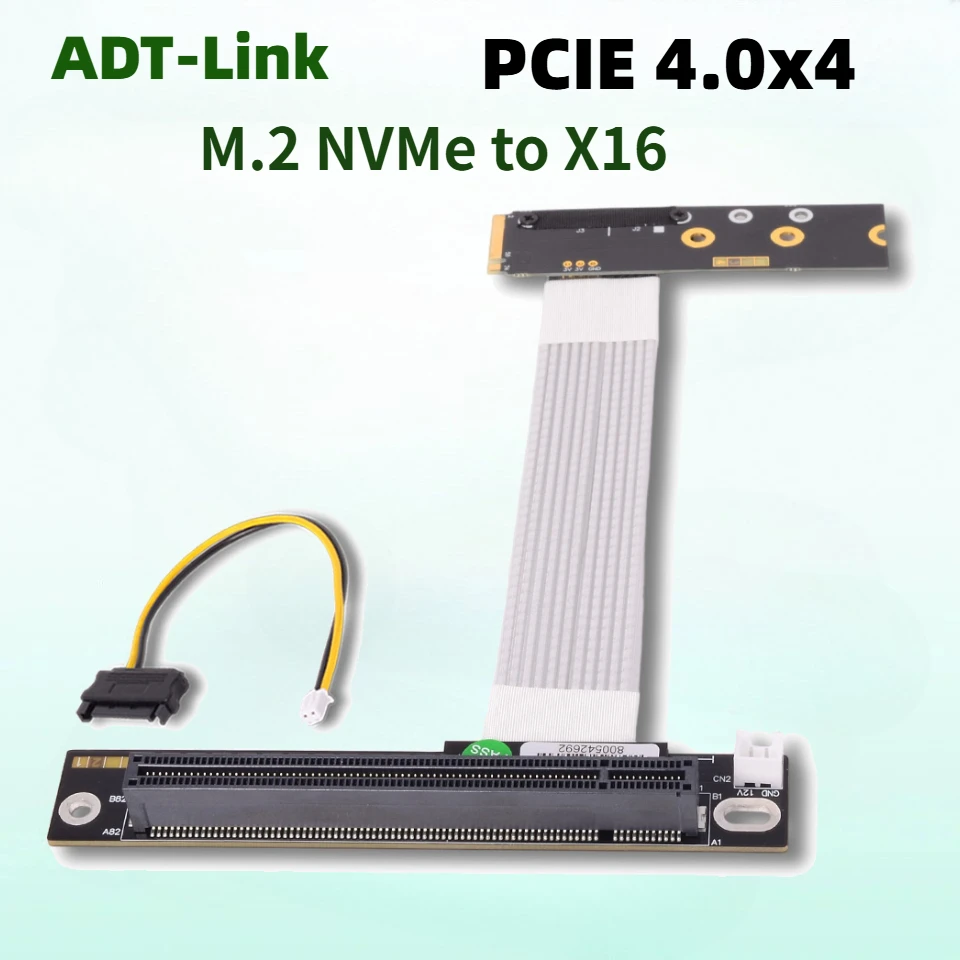 

ADT M.2 NGFF NVMe key M to PCIe 4.0 x16 Riser Cable 90 180 270 degree Gen4 64Gbps STX PCs Nvidia AMD GPU Graphics Card Extension