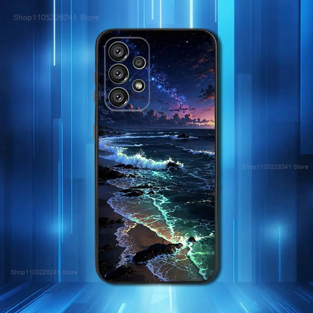 Телефон Night Art Starry Sky для Samsung Galaxy A53,31,52,72,41,22,73,32,71, Note,J7,8,9,5G, мягкий черный силиконовый чехол