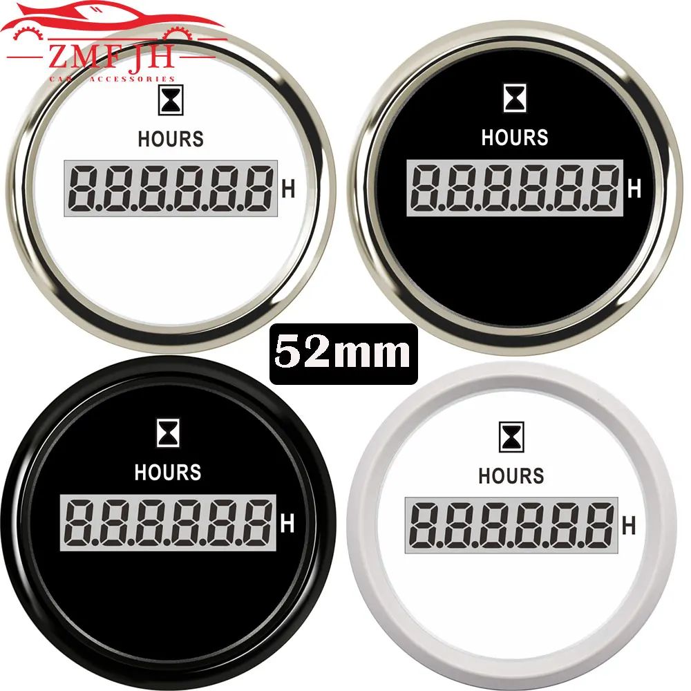 Universal Digital Hourmeters 52mm LCD Display Hour Meters For Marine Boat Auto Yacht Car 0-99999.9H Waterproof Clock Gauge 9-32V