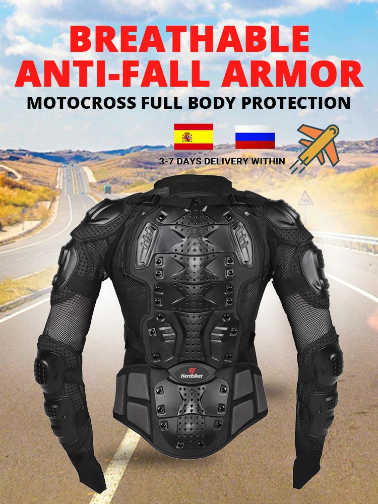 5XL Motorradjacken Herren Ganzkörperpanzer Schutzjacken Motocross Enduro Racing Moto Schutzausrüstung Kleidung