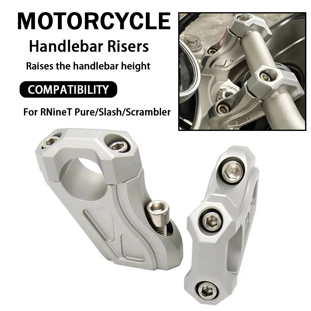 Handlebar Risers For BMW RNineT RNINET Pure/Slash/Scrambler Motorcycle CNC Aluminum Heightening Clamp Mount Adapter Accessories