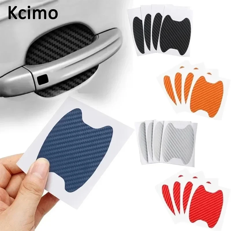 

Kcimo 4Pcs Car Styling Mouldings Sticker Car Door Stickers Carbon Fiber Scratches Resistant Cover Auto Handle Protection Film
