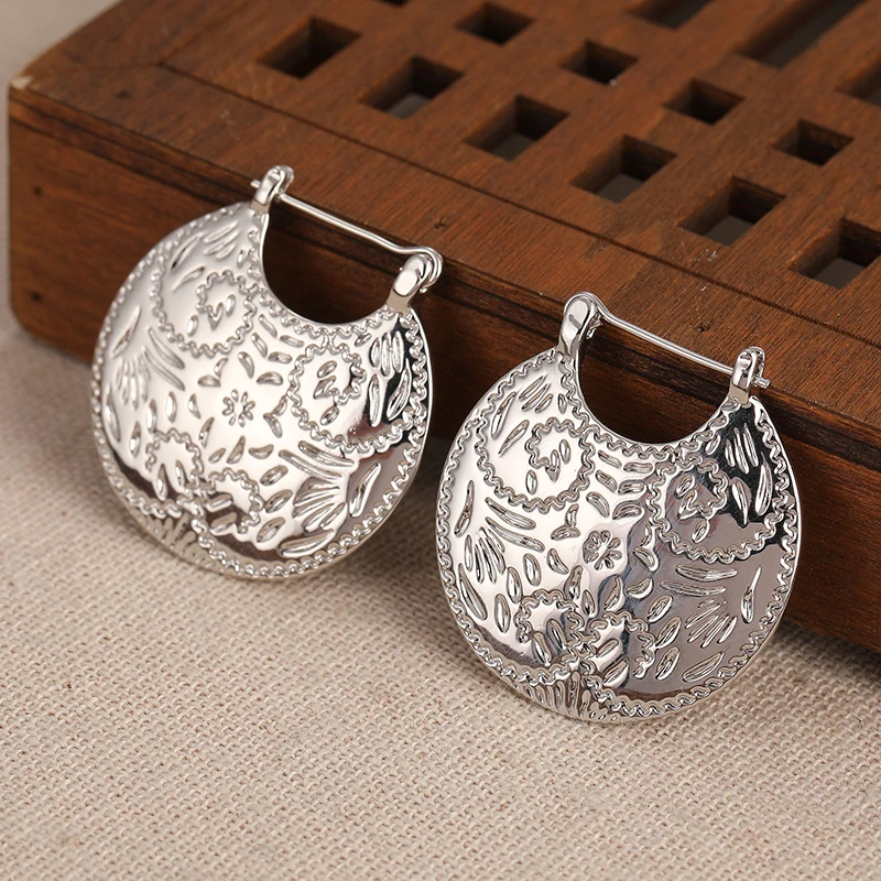 Classic hand-carved flower drop earrings Glamour women jewelry Fashion wedding engagement party gift