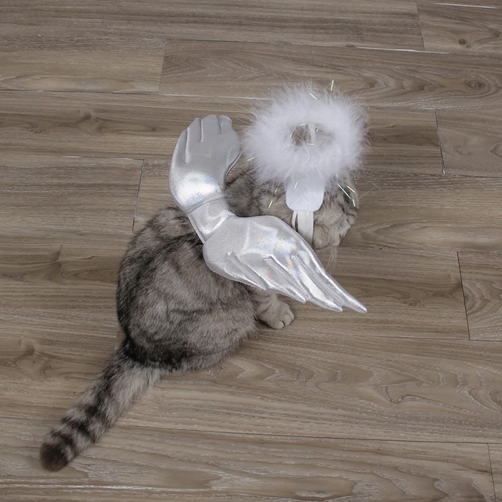 

Cat Party Supply Wing Costume Halloween Cosplay Pet Costumes Angel Wings White Accessory