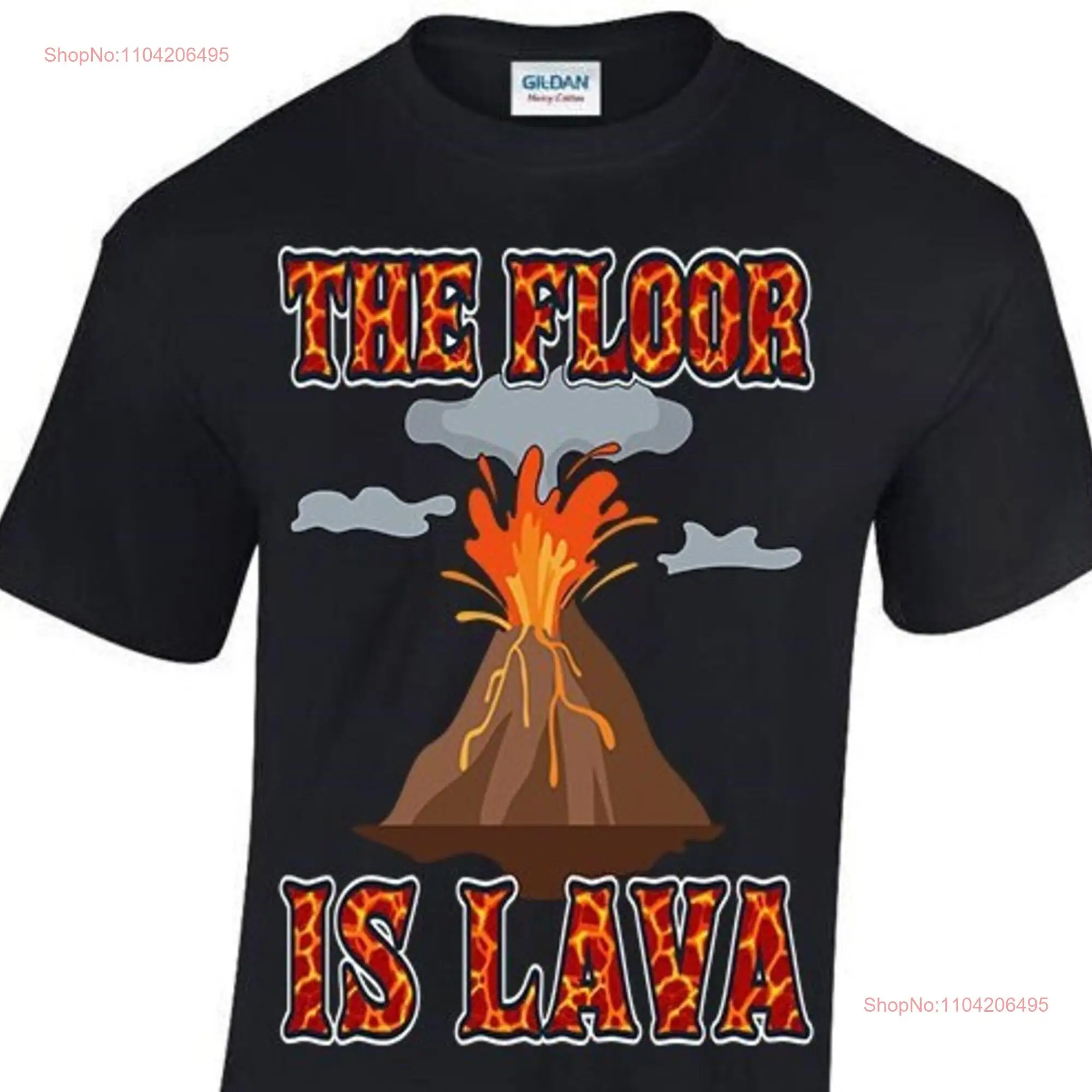 Футболка The Floor Is Lava Черный Белый Красный Фиолетовый Зеленый Темно-Серый S M L XL XXL 3XL 4XL 5XL длинные или короткие рукава