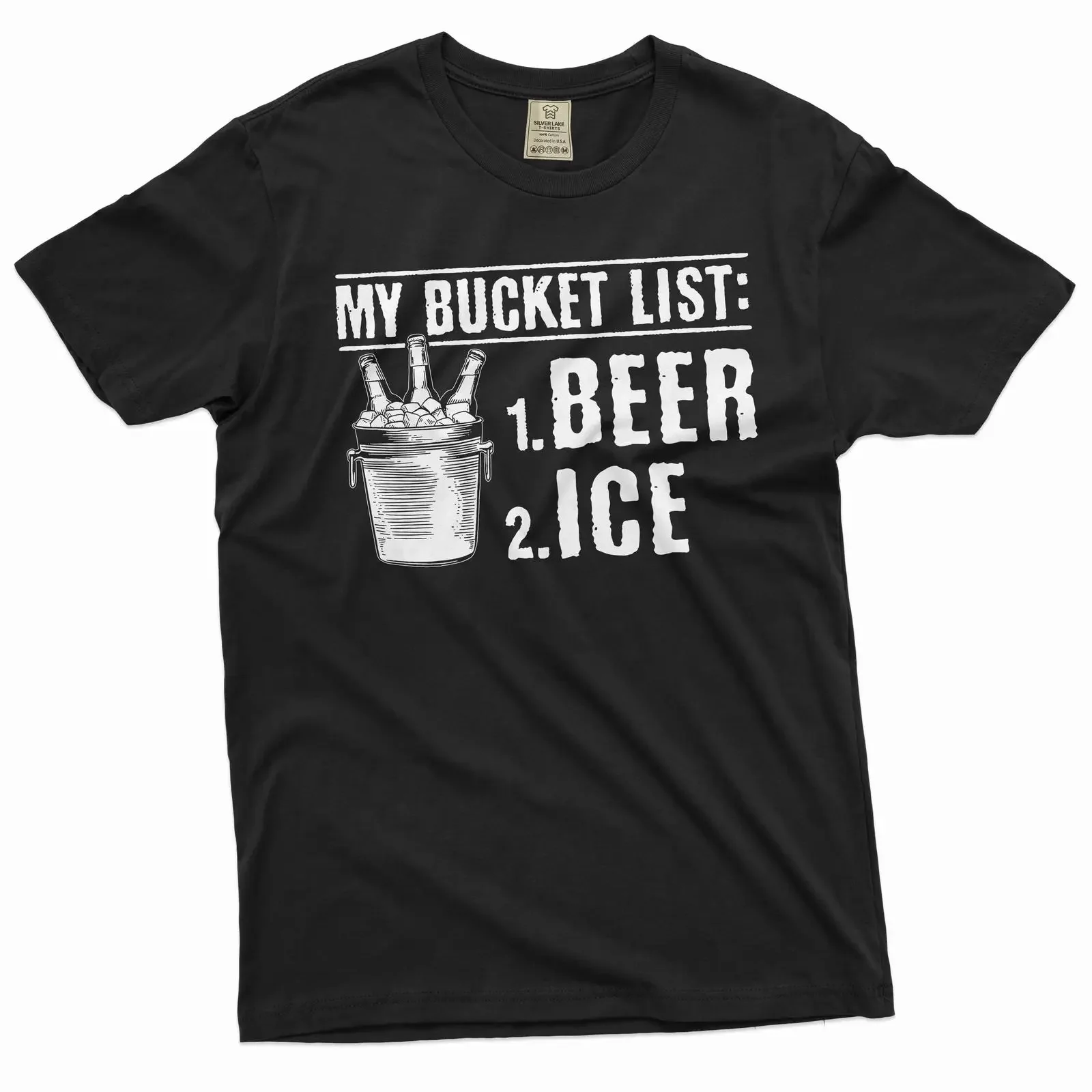 Men's funny papa grandpa T Shirt bucket list beer ice tee Father's day dad vintage Washed Breathable Casual Versatile