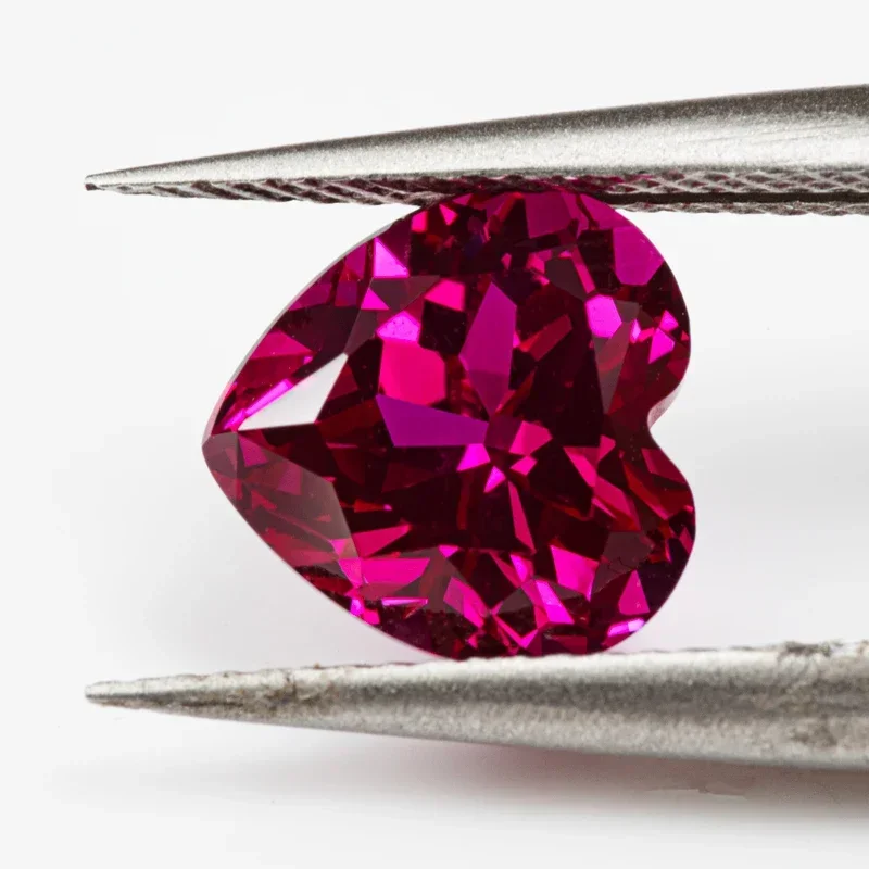 Heart Shape Rubellite Color Lab Grown Ruby Charms Beads for Diy Jewelry Making Pendant Ring Materials Selectable AGL Certificate