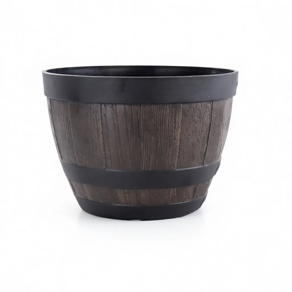 Retro Barrel Shape Hydroponic Planter Thickened PP Pot For Lotus Water Lily Home Garden Decor Indoor Outdoor Plant Container