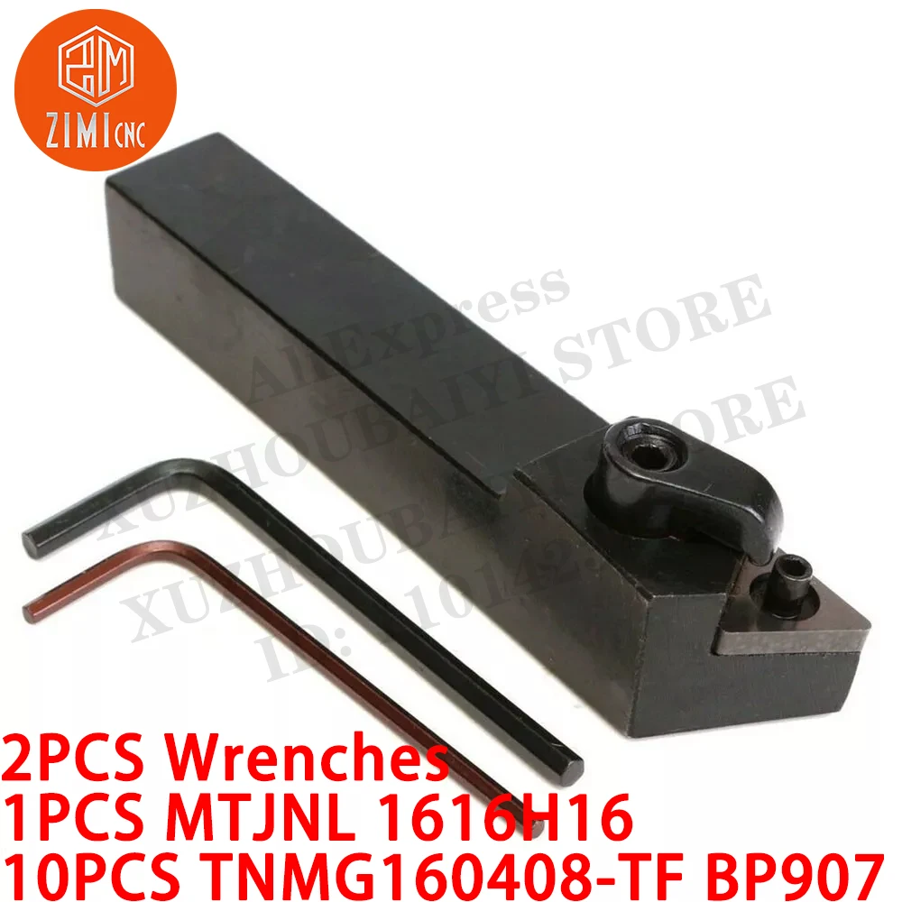 1 قطعة MTJNR1616H16 حامل أداة تحويل + 10 قطع TNMG160408-TF إدخالات كربيد تحويل أداة CNC مخرطة معدنية ميكانيكية أداة قطع