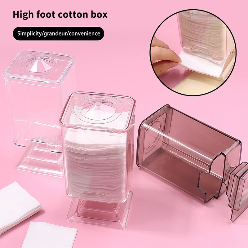 Nail Towel Storage Box Transparent Simplicity Makeup Cotton Pad Holder Plastic Dressing Table Cotton Case Dispenser for Bedroom