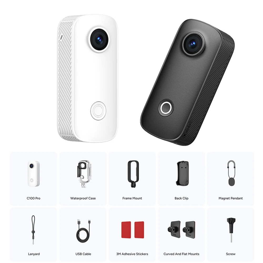 SJCAM C100 Pro Thumb Camera 4K Ultra HD Motorcycle Riding Recorder, One-Click Record With Magnetic Lanyard for Outdoor Travel