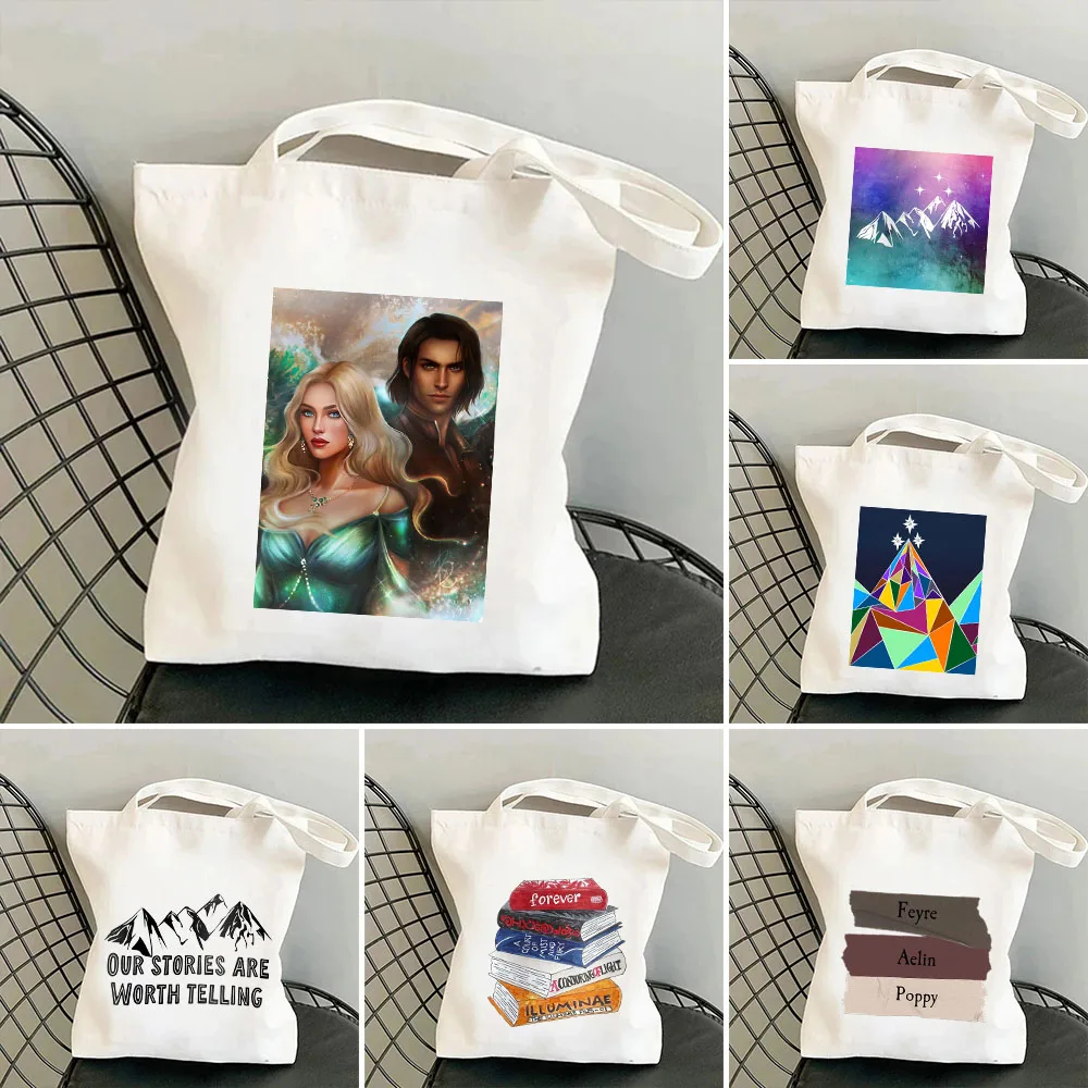 Холщовая Сумка-тоут Feyre Rhys VELARIS для женщин, школьный мессенджер на плечо, Хлопковая сумка для покупок