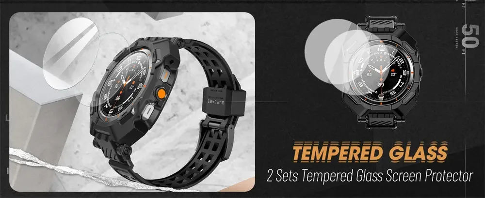 Supcase For Samsung Galaxy Watch Ultra Case 47mm ub pro robuste Schutzhülle mit verstellbarem Armband mit Displays chutz folie – Detail 5