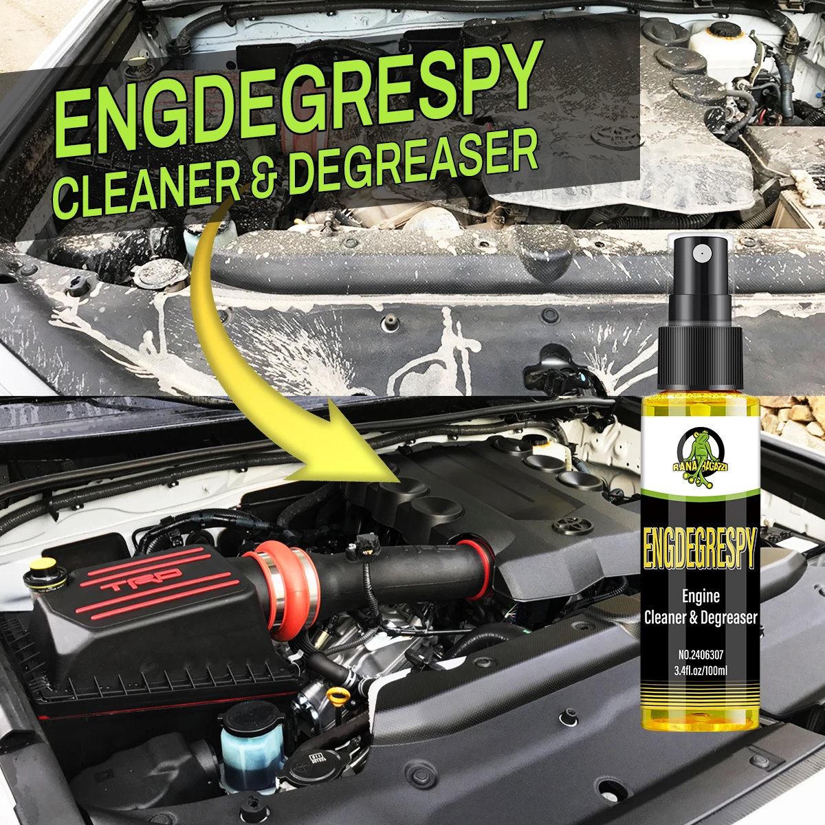 

Engine Bay Cleaner Decontamination Engine Compartment Oil Grease Dust Remover Wash-free Protector Car Care Kit