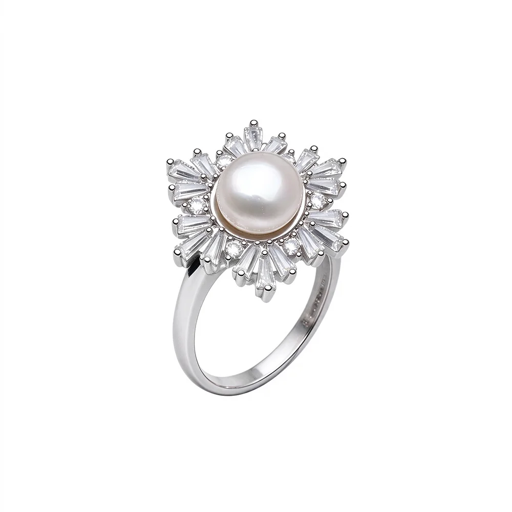 Wedding Real Silver 925 Pearl Ring Adjustable White Freshwater Pearl Ring Femme Wife Mother Engagement Gift