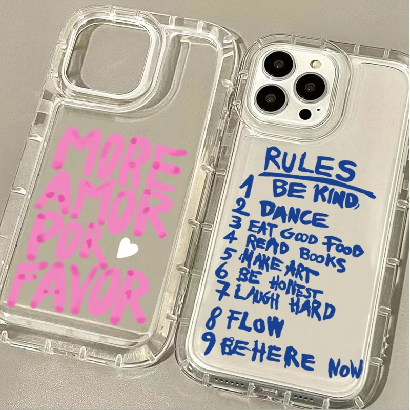 

Colorful More Amor Por Favor Silicone Case For iPhone 16 15 14 13 12 11 Pro Max XS X XR 8 7 Plus SE 2020 Shockproof Clear Cover