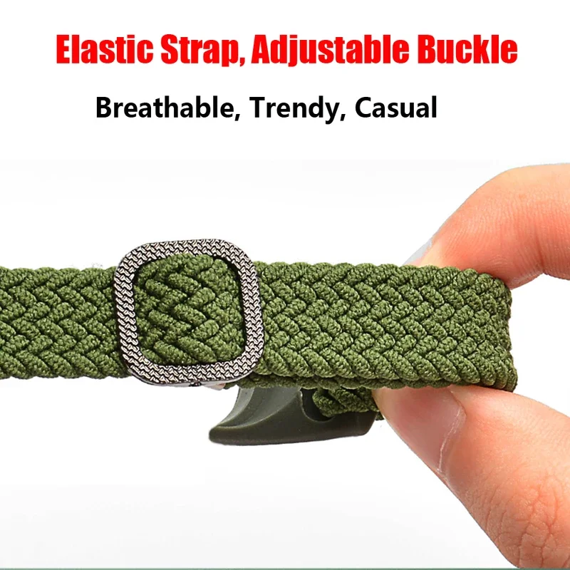 Strap for Xiaomi Mi Band 9 8 Elastic Nylon Braided Solo Loop Adjustable Buckle Replacement correa bracelet for Miband 4 3 5 6 7