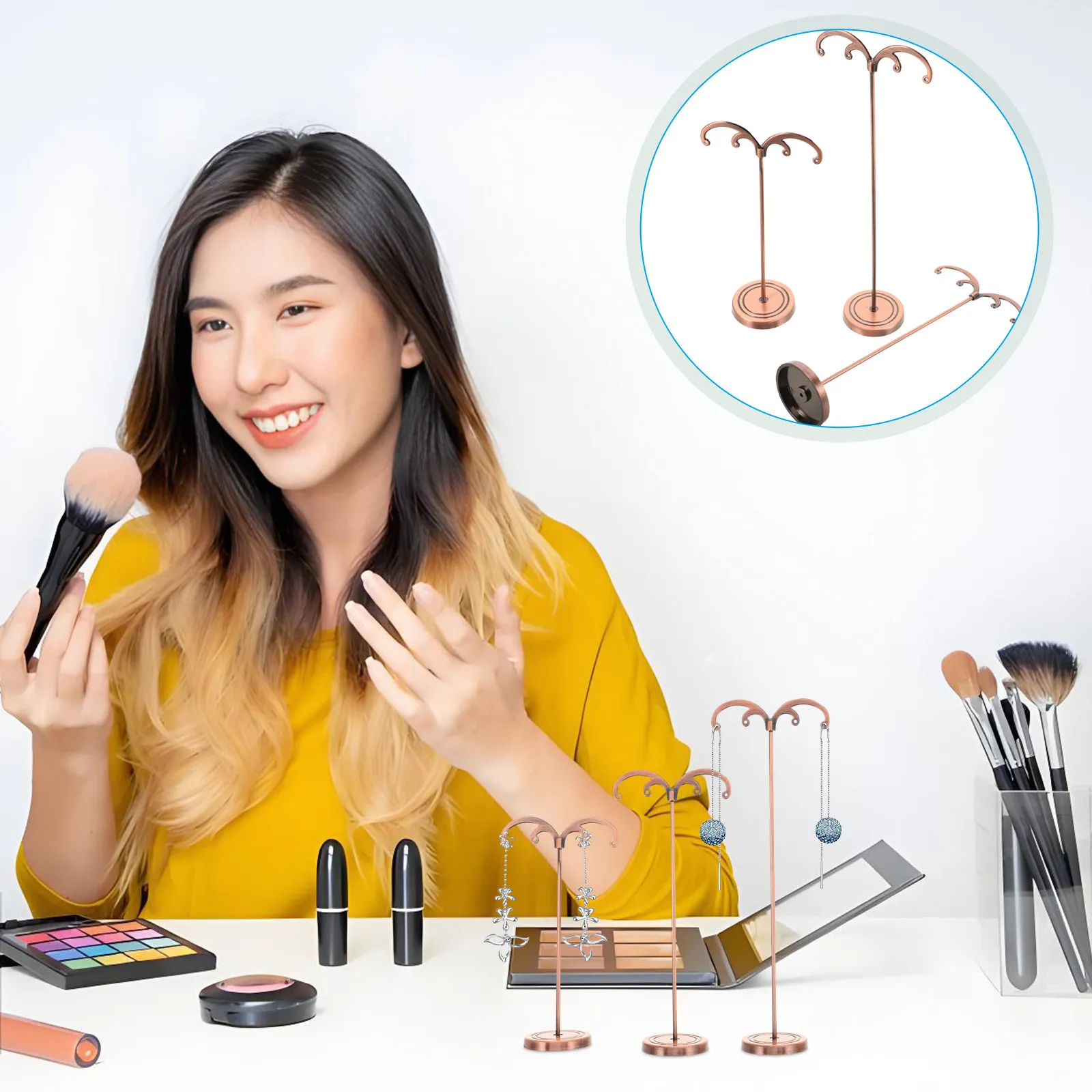 

3Pcs Metal Earring Display Stand Organizer Jewelry Holder Rack for Hanging Earrings Home Retail Travel Jewelry Organizer