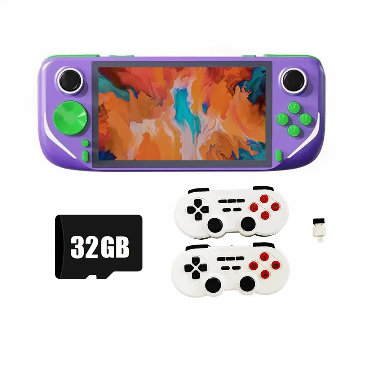 

AABFK E6 Plus Handheld Game Console+2xController 32G+10000Games 5 Inch Portable Arcade Video Game Console Support Connect TV B