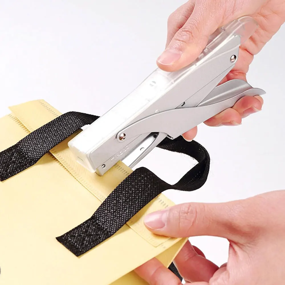 1pc metal handheld stapler, lever-operated for effortless use, uses size 10 staples, and can staple 10 sheets of paper at a time