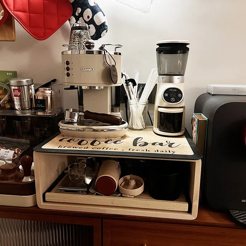 Rice cooker shelf, kitchen supplies, microwave oven storage rack with skateboard pull function