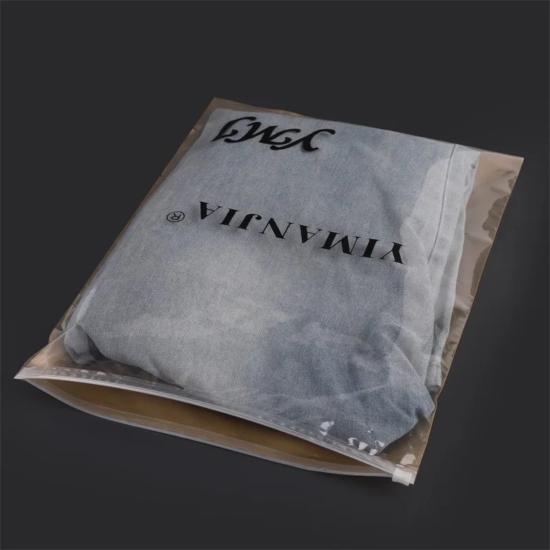 Custom..pieces.Custom Logo Printed PVC Jeans Zip Lock Bag Sustainable Frosted Zippered Plastic Packaging Clothing and Sho