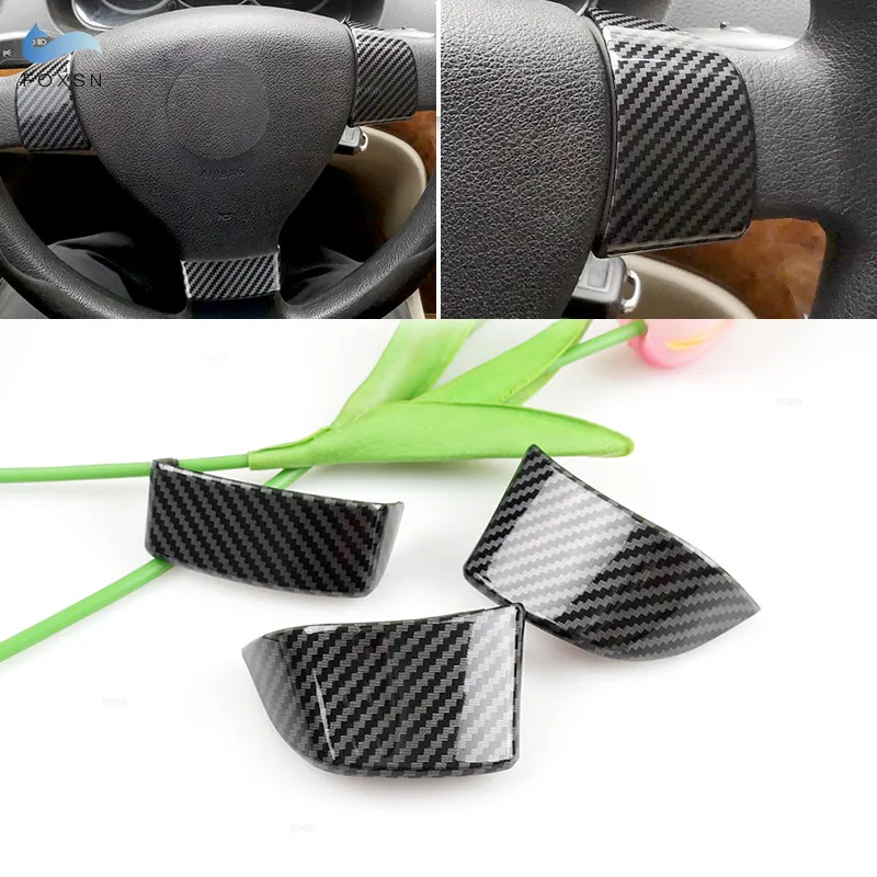 For VW Golf 5 MK5 Passat B6 Jetta MK5 Tiguan 3pcs ABS Carbon Texture Interior Steering Wheel Panel Cover Inner Accessories Trim
