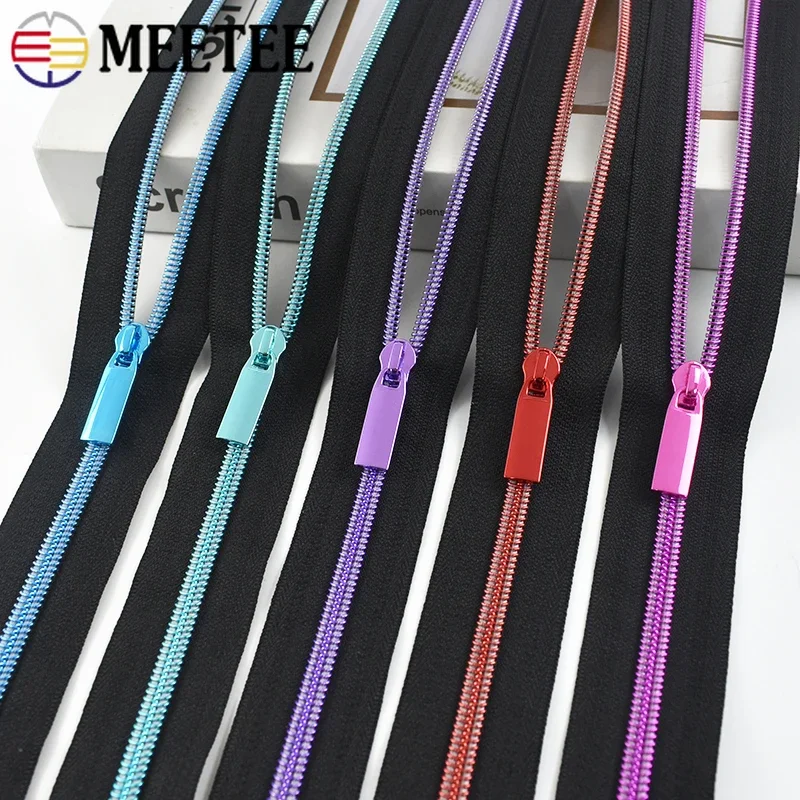 1-5Meters 5# Zippers Tape for Sewing + Zipper Slider Pulls Bag Purse Plastic Nylon Zips Heads Repair Kit DIY Clothes Accessories
