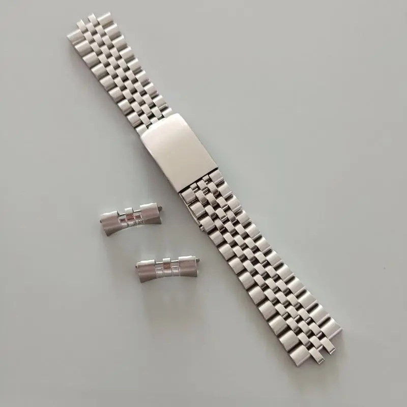 Vintage 18MM 19MM 20MM 316L Stainless Steel Jubilee Curved End Watch Band Strap Bracelet Fit For Seiko 5  ROX Watch