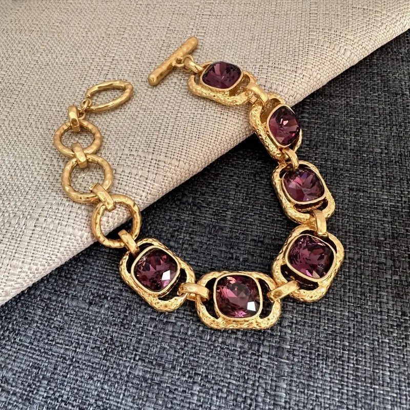 

Os Colorful Faceted Glass Zircon OT Buckle Geometric Bracelet Ladies Fashion Jewelry