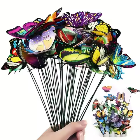 ，24pcs Glow In The Dark Luminous Butterfly Stakes - Perfect For Outdoor Garden Lawn Decoration!