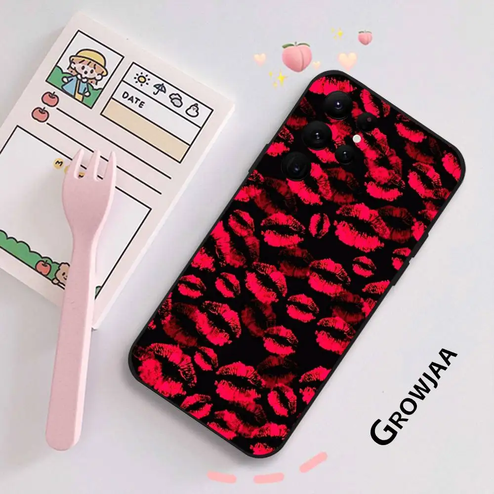 Funda de teléfono Faddish Sexy Red Lip para Samsung Galaxy S25 S24 S22 S23 Ultra S21 S20 Plus 5G