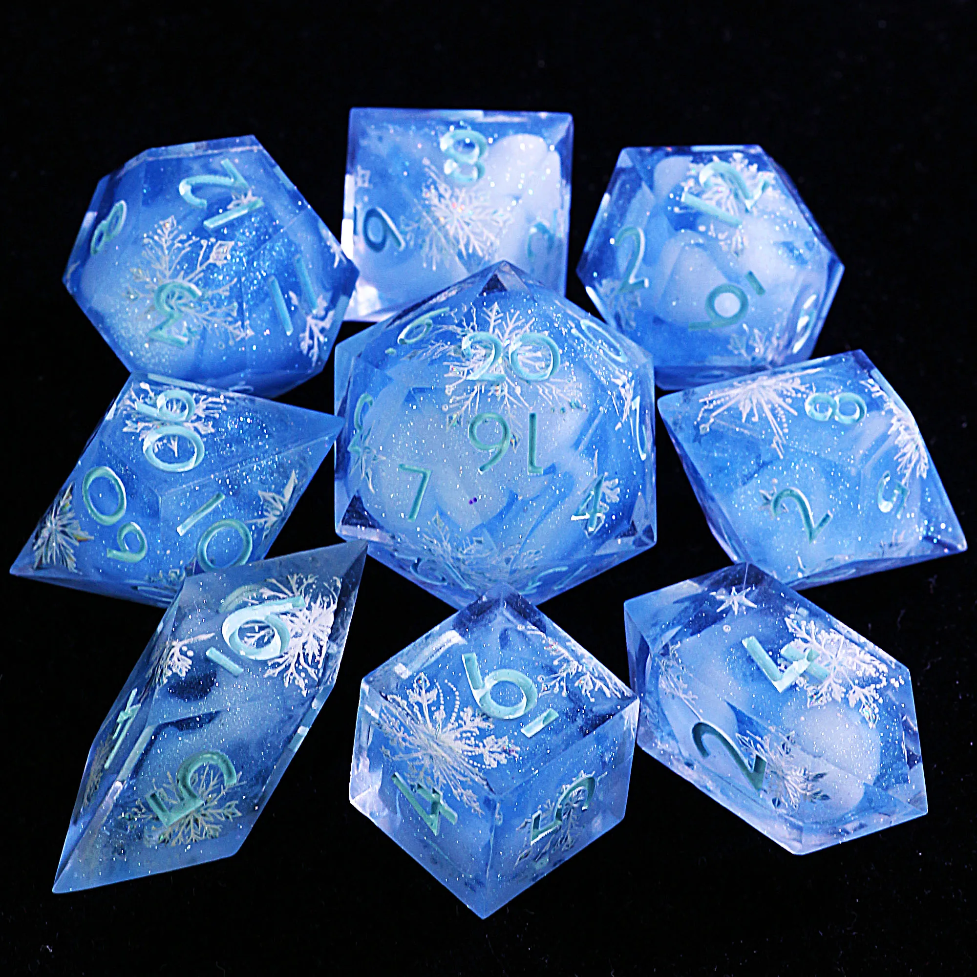 9 Polyhedral Resin Sets Dice DnD Ice and Snow World