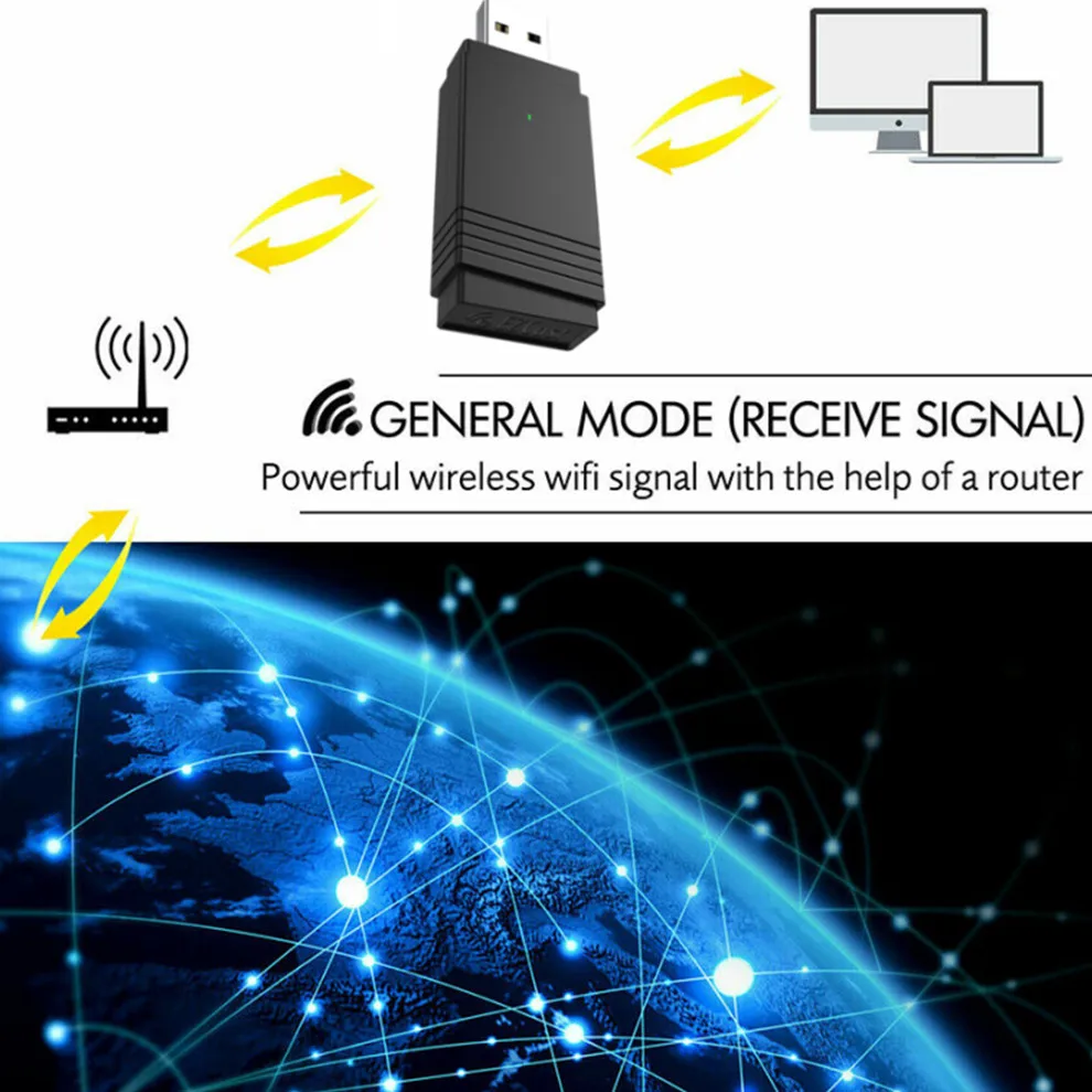 LccKaa USB 3.0 Wifi Adapter 1200Mbps Dual Band 2.4Ghz/5.8Ghz 2 in 1 Bluetooth 5.0 Wi-Fi Antenna Dongle Adapter for PC Laptops