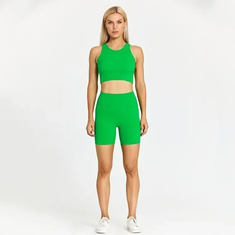 Lemon-Ensemble de sport 2 pièces pour femme, short de motard, 5 ", taille arrière, course à pied, entraînement de gym