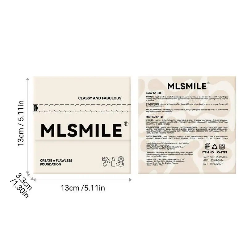 MLSMILE Set viso Cipria in polvere opaca + Primer con fondotinta in spugna per trucco Campione 2025 nuovo